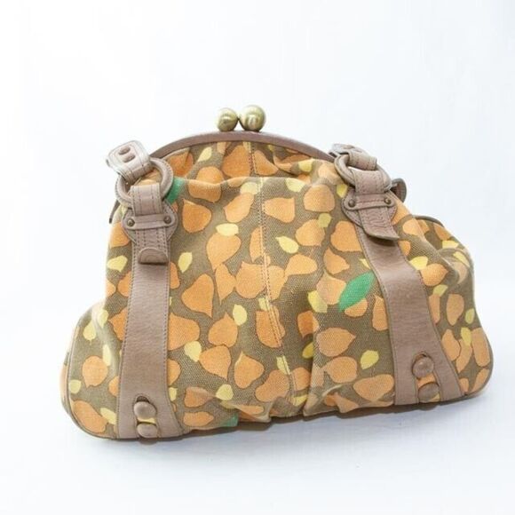 Hayden Harnett Paule Marrot Edition Kiss Lock Brown Fall Foliage Satchel Purse - Picture 7 of 9